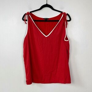 Banana Republic Red V-Neck Tie Strap Tank Top Minimalist Casual Minimalist Large